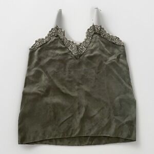 One Teaspoon Lace Cami Tank Womens XS Olive Green Satin Lingerie Top Y2K Sexy